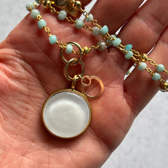 Amazonite & White Glass Necklace-