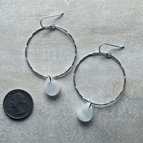 White Hoop Earrings- One of a Kind
