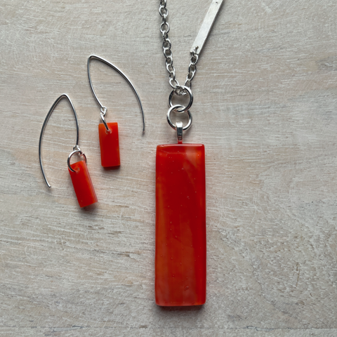 Bright coral Rectangle Set- One of a kind