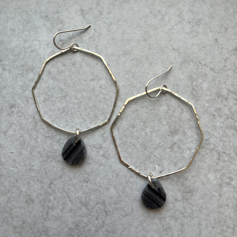 Swirly Grey Octagon Hoops