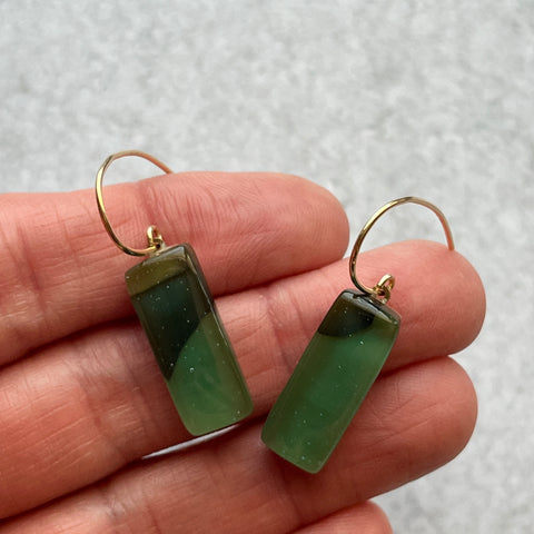 Small Jordan Earrings- Swirly Moss Green