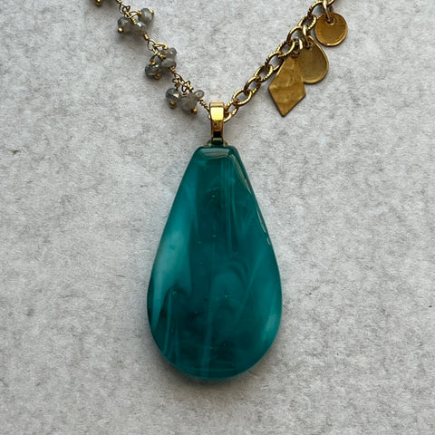 Swirly Teal & Labradorite Necklace