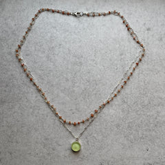 2 in 1 Mint & Sunstone Necklace- One of a Kind