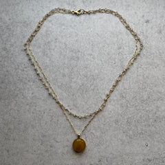 2 in 1 Mustard & Moonstone Necklace- One of a Kind