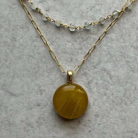 2 in 1 Mustard & Moonstone Necklace- One of a Kind