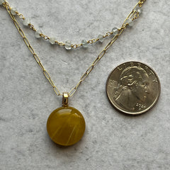 2 in 1 Mustard & Moonstone Necklace- One of a Kind