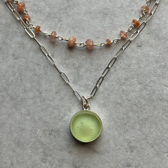 2 in 1 Mint & Sunstone Necklace- One of a Kind