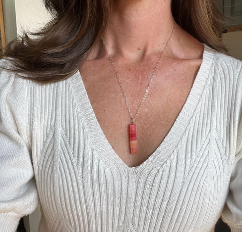 Swirly Coral Bar Necklace- One of a Kind