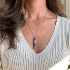 Swirly Purple Bar Necklace- One of a Kind