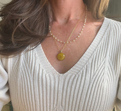 2 in 1 Mustard & Moonstone Necklace- One of a Kind