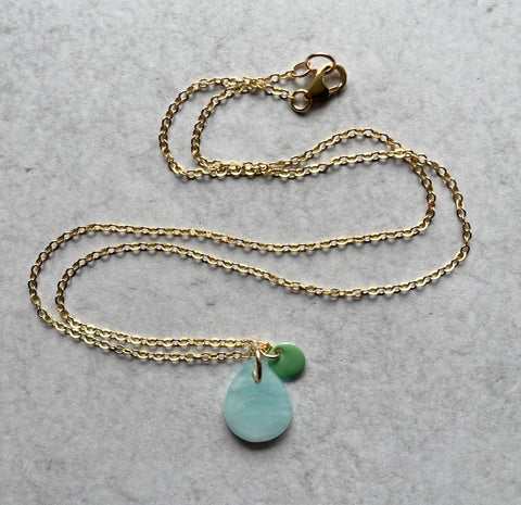 Swirly Blue & Green Charm Necklace- Limited Addition