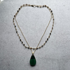 2 in 1 Moss & Smoky Quartz Necklace- One of a Kind