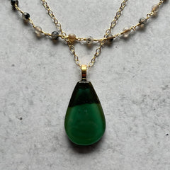 2 in 1 Moss & Smoky Quartz Necklace- One of a Kind