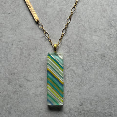 Pastel Stripped Bar Necklace- One of a Kind