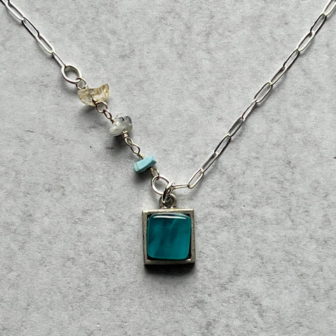 Swirly Teal Ivy Necklace- One of a Kind