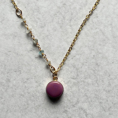 Mauve & Aquamarine Necklace- One of a Kind