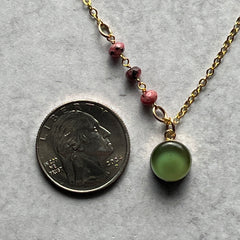 Army Green & Pink Necklace- One of a Kind