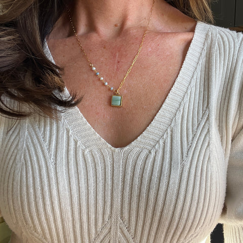 Mint & Baby Blue Necklace- One of a Kind