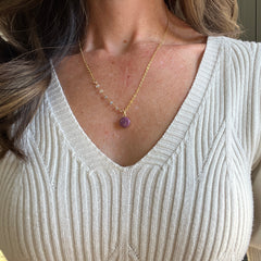 Mauve & Aquamarine Necklace- One of a Kind