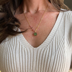 Army Green & Pink Necklace- One of a Kind