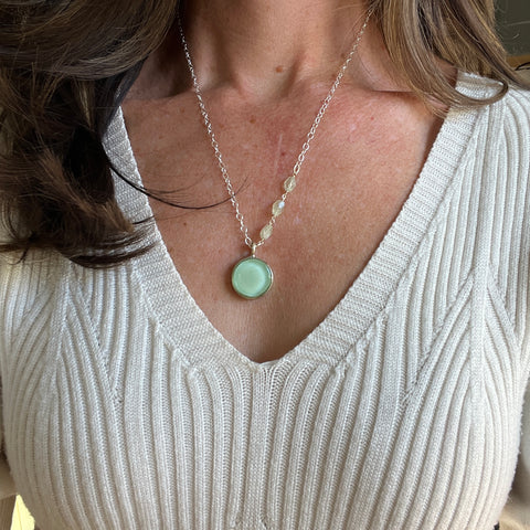 Mint Prehnite Necklace- One of a Kind