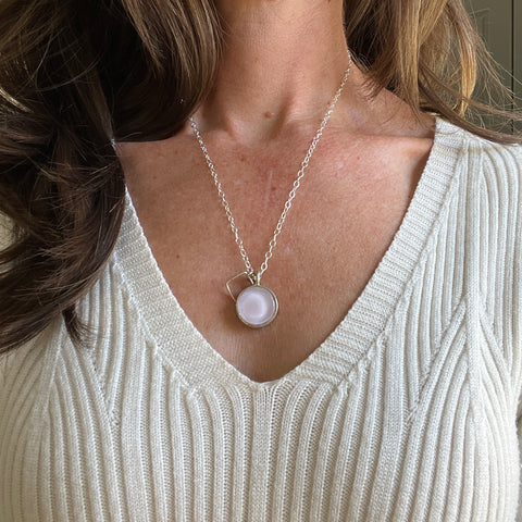 Pale Pink Circle Necklace- One of a Kind