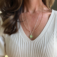 2 in 1 Mint & Sunstone Necklace- One of a Kind