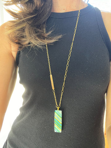 Pastel Stripped Bar Necklace- One of a Kind