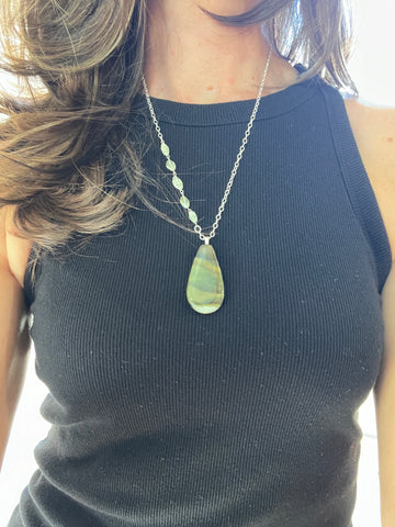 Swirly Moss & Prehnite Necklace- One of a Kind