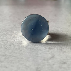 Swirly Blue Circle Ring- adjustable- One of a Kind