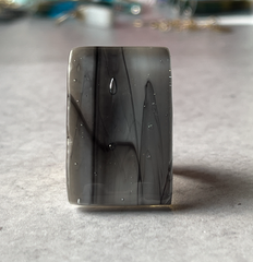 Swirly Black Rectangle Ring- adjustable- One of a Kind