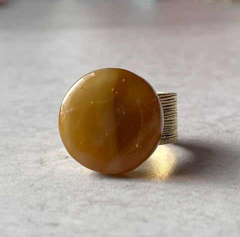 Swirly Amber Ring- adjustable- One of a Kind