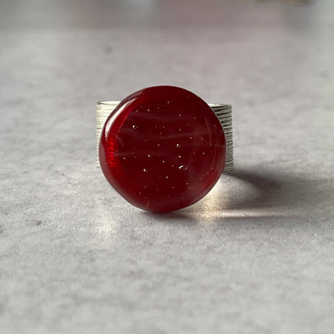 Red Circle Ring- adjustable- One of a Kind