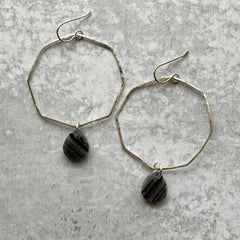 Streaky Grey Octagon Earrings- One of a Kind