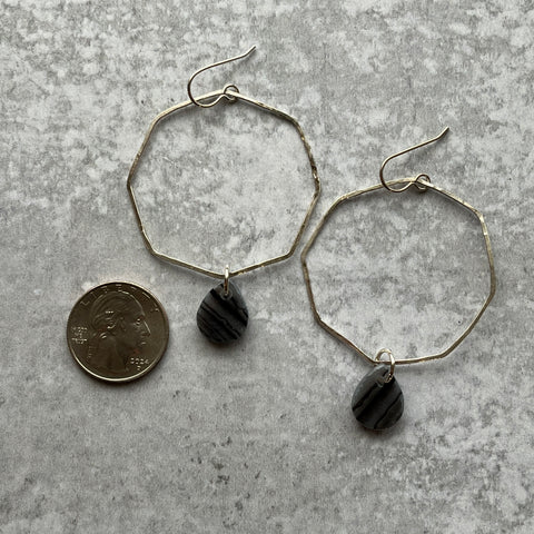 Streaky Grey Octagon Earrings- One of a Kind