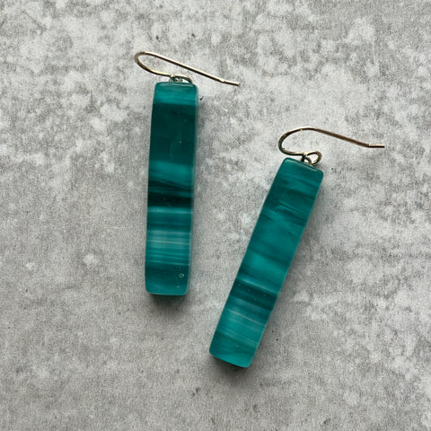 Swirly Teal Jordan Earrings- one of a kind