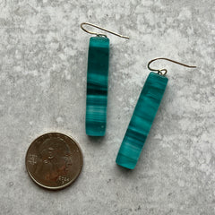 Swirly Teal Jordan Earrings- one of a kind