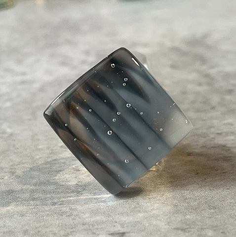 Streaky Grey Diamond Ring- adjustable- One of a Kind