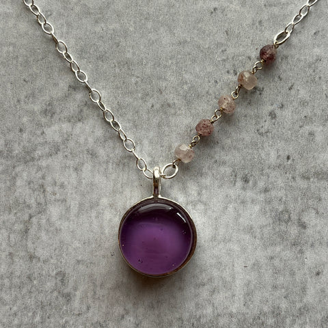 Brilliant Lavender Circle Necklace- One of a Kind