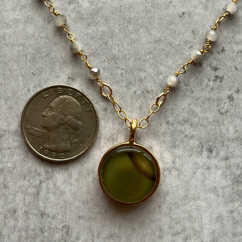 Moss Crystal Necklace- One of a Kind