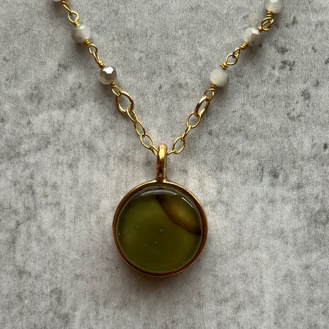 Moss Crystal Necklace- One of a Kind