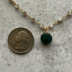 Teal & Crystal Necklace- One of a Kind