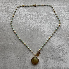 Amber & Mint Amazonite Necklace- One of a Kind