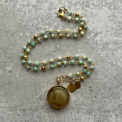 Amber & Mint Amazonite Necklace- One of a Kind