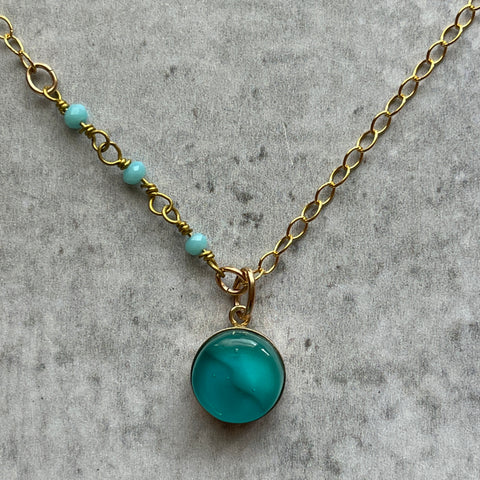 Swirly Teal Ella Necklace- One of a Kind