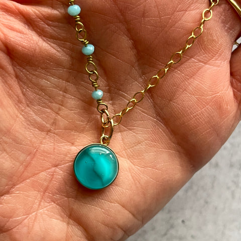 Swirly Teal Ella Necklace- One of a Kind
