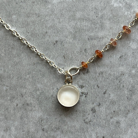 White & Sunstone Necklace- One of a Kind
