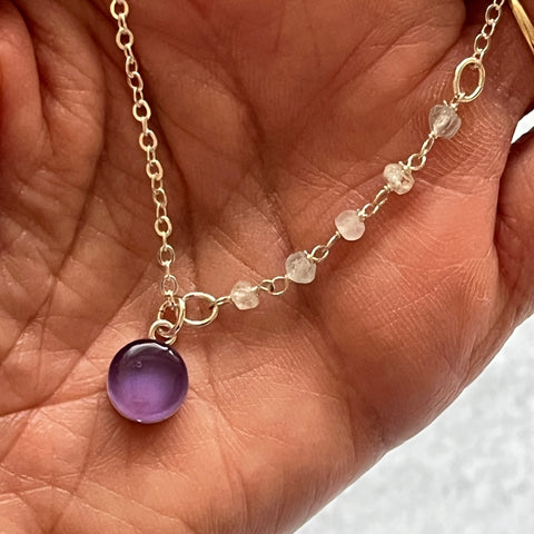 Purple Aquamarine Necklace- One of a Kind