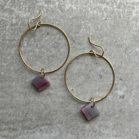 Swirly Purple Hoop Earrings- one of a kind