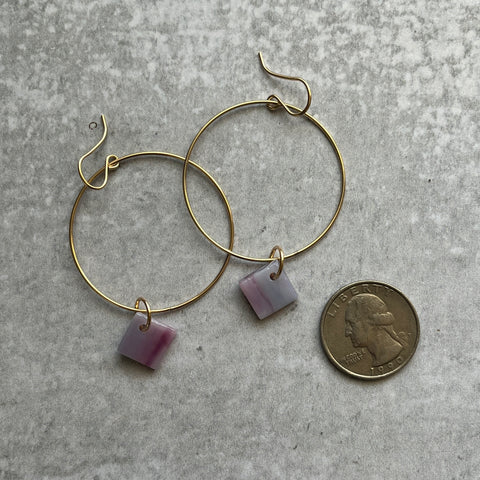 Swirly Purple Hoop Earrings- one of a kind